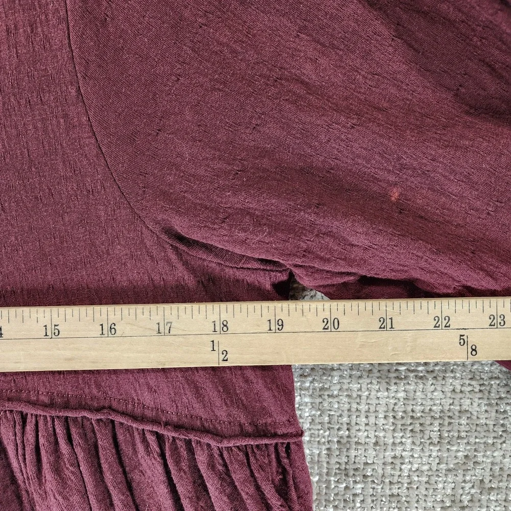Free People Beach Get Obsessed Babydoll Dress Womens M Burgundy Open Back *Flaw